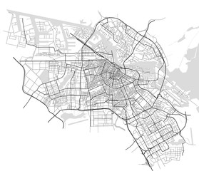 Poster - vector map of the city of Amsterdam, Netherlands