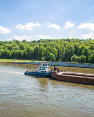 Barge on Moskva river, Moscow, Russia