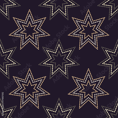 Cotton fabric Seamless background with decorative stars. Dots texture. Textile rapport.