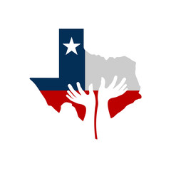 Wall Mural - Hands to Help Texas Logo Vector Illustration