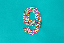The Number Nine Built From Nonpareils