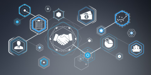 Canvas Print - 3d rendering partnership illustration interface