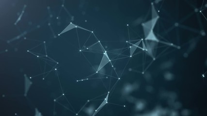 Beautiful abstract geometric background lines and dots, plexus.Slow motion.