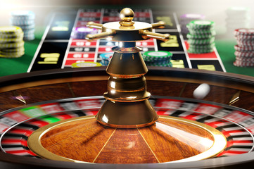 3D illustration of spinning roulette