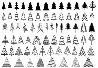 72 christmas trees, vector set