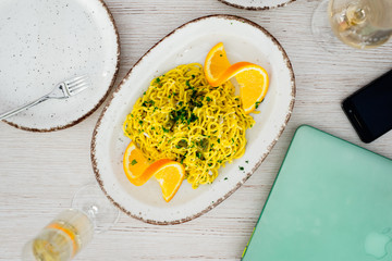 Fresh pasta dish for lunch