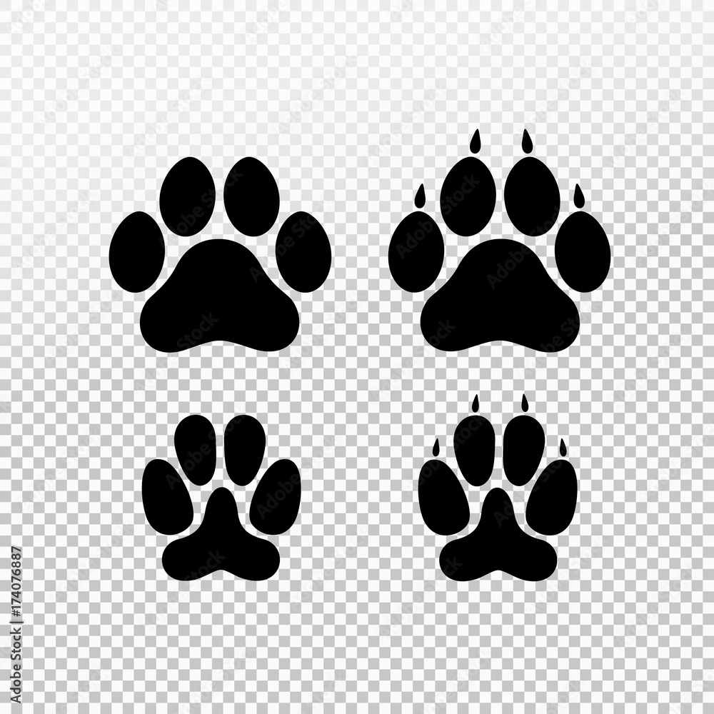 Dog or cat set paw print flat icon for animal apps and websites ...