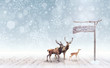 Deer arriving at the north pole 3D Rendering