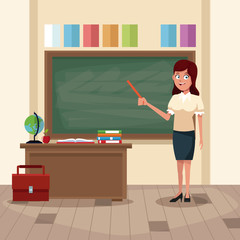 Poster - Teacher in classroom icon vector illustration graphic design