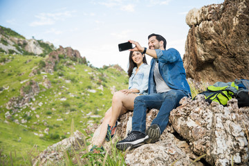 cute couple taking a selfie