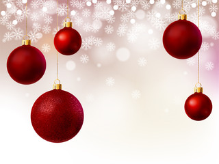 Canvas Print - Christmas background with red balls