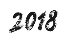 2018 New Year Banner With Brush Numbers