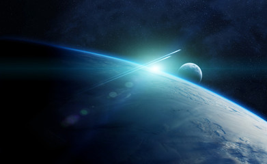 Leinwandbilder - Planet Earth in space 3D rendering elements of this image furnished by NASA