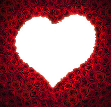 Heart Shaped From Red Roses With Isolated Background For Copy Space