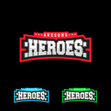 Fototapeta Młodzieżowe - Heroes or Superhero sport text logo. Vector, isolated for t-shirt typography in retro style emblem