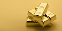 Gold Bullion Stack. Set Of Gold Bars.