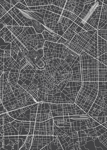 Fotomural Milan city plan, detailed vector map