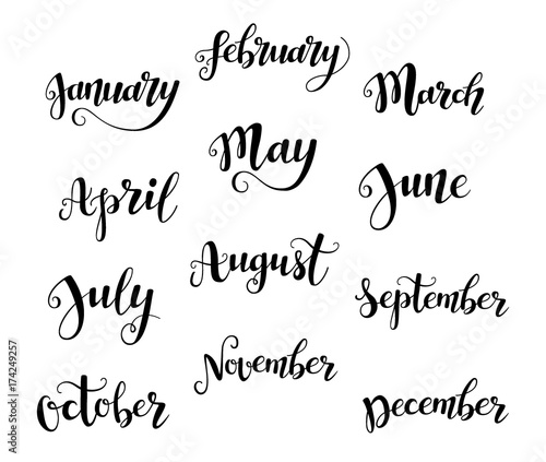 Cute Brush Calligraphy Of Months Of The Year Stock Illustration Adobe 