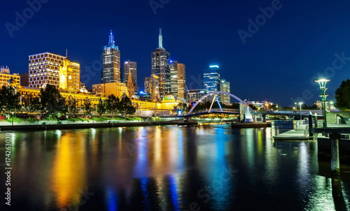 A Beautiful View Of Melbourne Downtown Across The Yarra River At