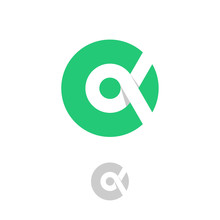 Alpha Logo. A Emblem. Greek Letter Alpha On Circle On  A  White Background.