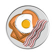 bread with fried egg and bacon strips breakfast related image vector illustration design 