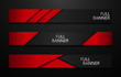 Vector full banners set. Black and red metal background.