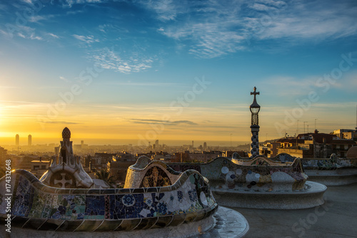 Plakat Summer Park Guell, Barcelona, ​​Hiszpania