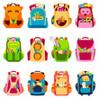 © partyvector - School kids school backpack Back to School rucksack vector illustration