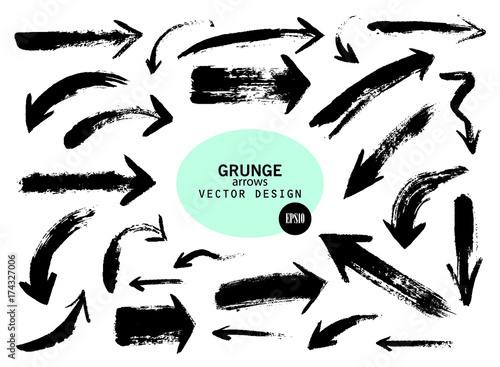 Fotografie, Tablou Set of different grunge brush arrows, pointers