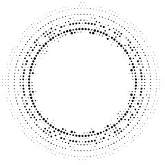 Wall Mural - Halftone dotted background circularly distributed. Halftone effect vector pattern. Circle dots isolated on the white background.