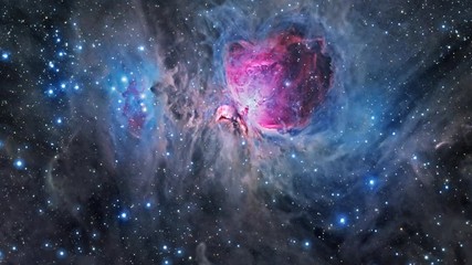 Wall Mural - flying through the orion nebula. 4k uhd animation rendered at 16-bit color depth. broadcast quality.