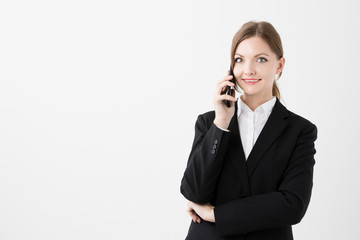 portrait if young businesswoman isolated on white background