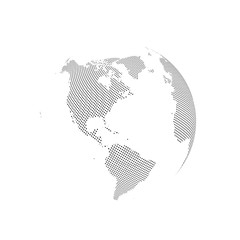 Wall Mural - Abstract Globe with Dotted Map. Black and White Halftone Effect Vector Illustration.