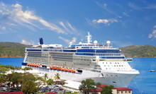 Cruise Ship Docked In Saint Thomas Island