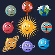 Planets emoticon set.