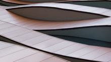 Abstract Curved Line Details On Building Exterior.