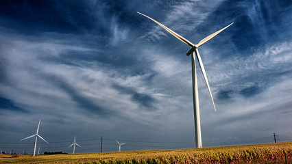 Turbines with dramatic sky