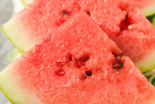Watermelon Closely. Sweet Red Macro For Posters, Prints, Design, Cafe, Menu, Restaurant. Juicy Pieces.
