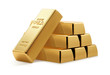 Set of gold bars. Gold bullion stack.
