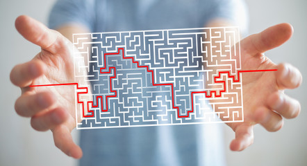 Poster - Businessman searching solution of a complicated maze