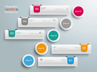 Wall Mural - circles chart 5 options 5 tabs infographic