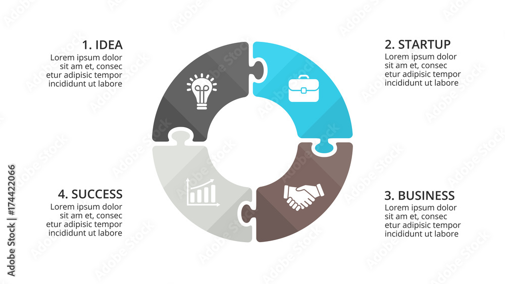 Vector circle puzzle infographic, cycle diagram, graph, presentation ...