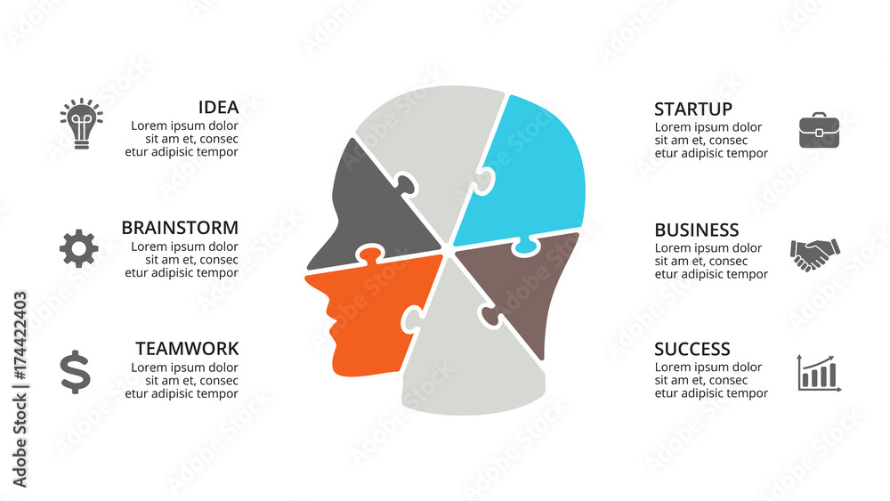 Стоковий вектор Vector brain infographic. Template for human head ...