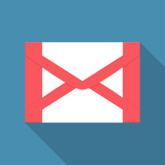 Aufkleber - Mail icon in a flat design with long shadow. Vector illustration