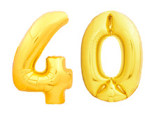 Golden Number 40 Forty Made Of Inflatable Balloon