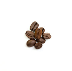 Coffee beans isolated on white background. Close up image.