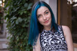 © 445017 - Goth punk beautiful girl with blue hair