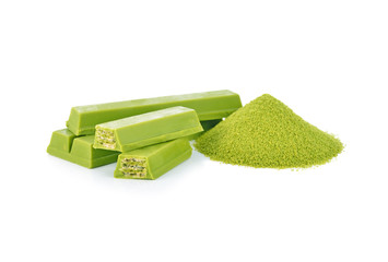 matcha  chocolate on white background