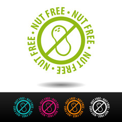 Nut free badge, logo, icon. Flat vector illustration on white background. Can be used business company.