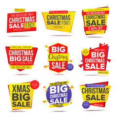 Sticker - Biggest Xmas Offer Sale Banner Vector. Crazy Sale Poster. Isolated Illustration